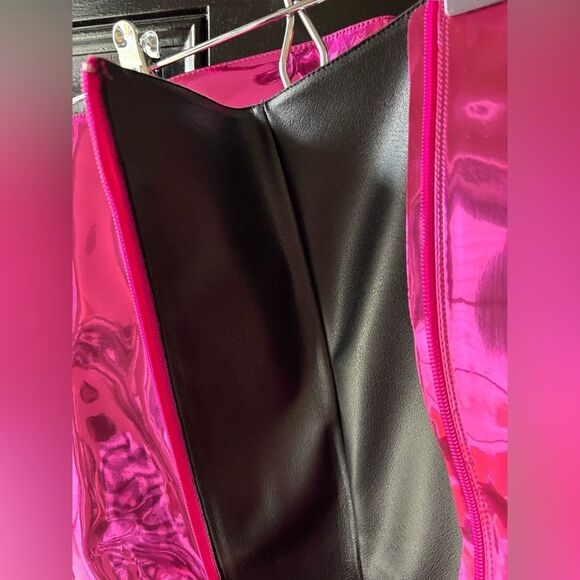 Metallic Pink Patent Leather Tall Stiletto Boots Size 9.5 - Picture 10 of 14